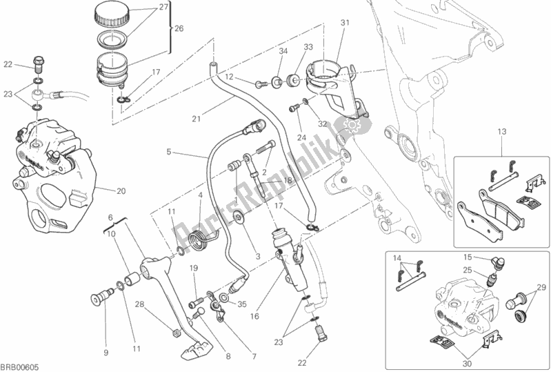 Alle onderdelen voor de Remsysteem Achter van de Ducati Multistrada 950 Touring USA 2018